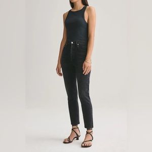 Riley High Rise Straight Crop in Black Pepper / 25